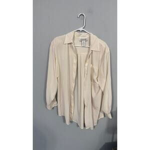 Vintage Christie & Jill Off-White Button Down Shirt Women's Size Medium Ivory